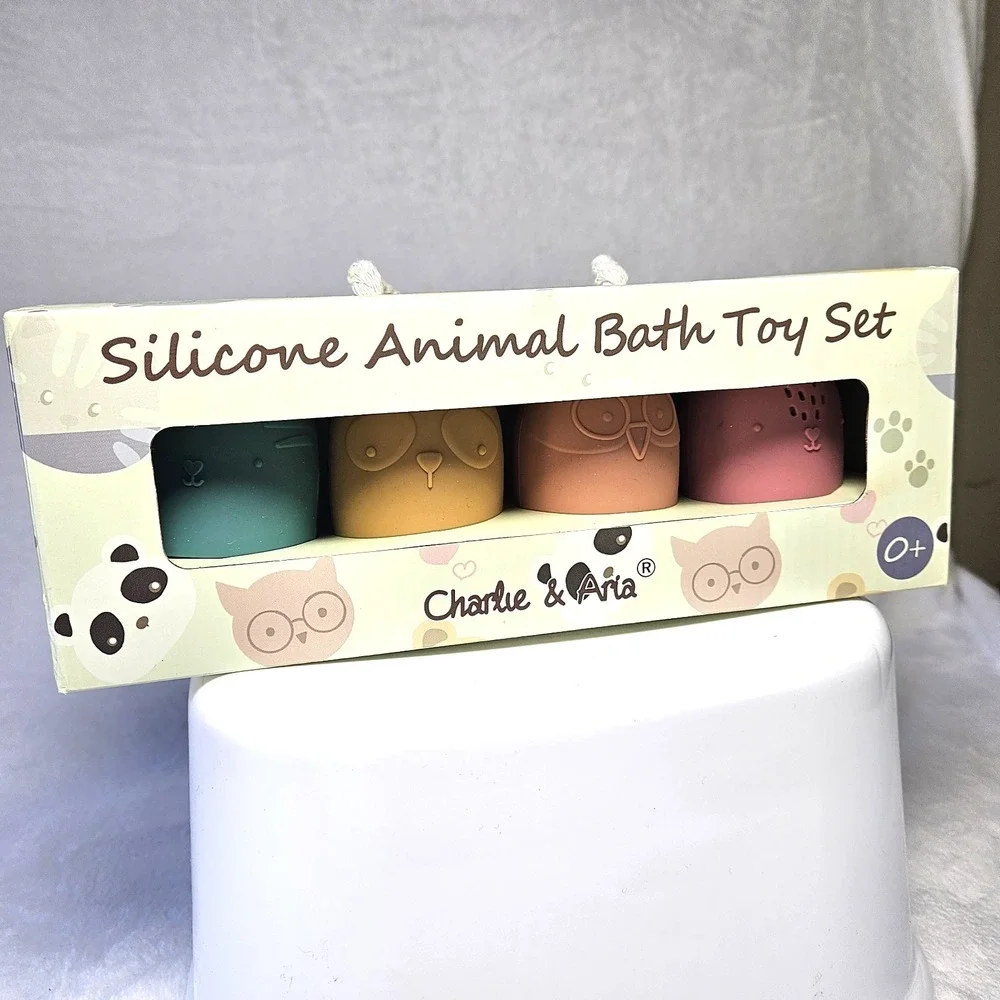 Charlie & Aria 4 Piece Silicone Animal Bath Toy Set Ages 0+